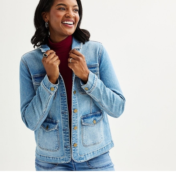 Draper James Reese Witherspoon 4 pocket button down denim jean jacket NWT - Picture 9 of 10